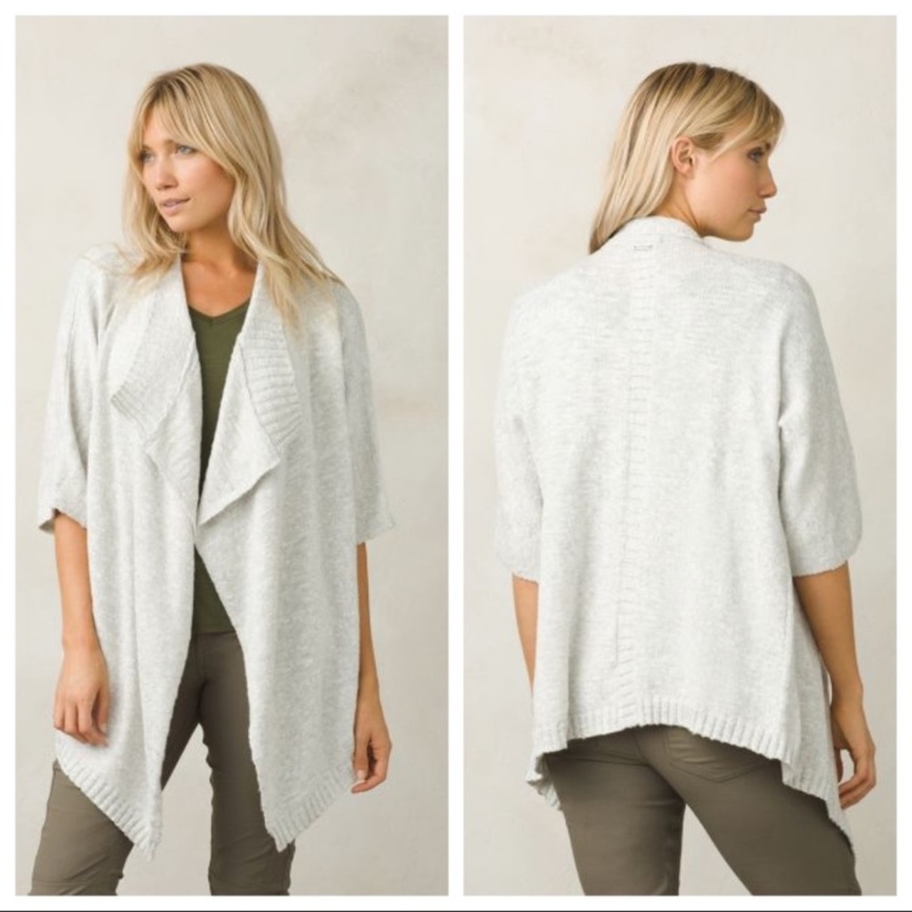 Prana‎ Birdie Draped Open Gray Sweater Women's Sz Small